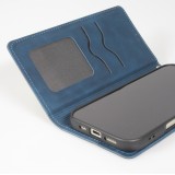 Etui cuir iPhone Air - Flip Wallet vintage avec fermeture aimantée et compartiment cartes - Bleu