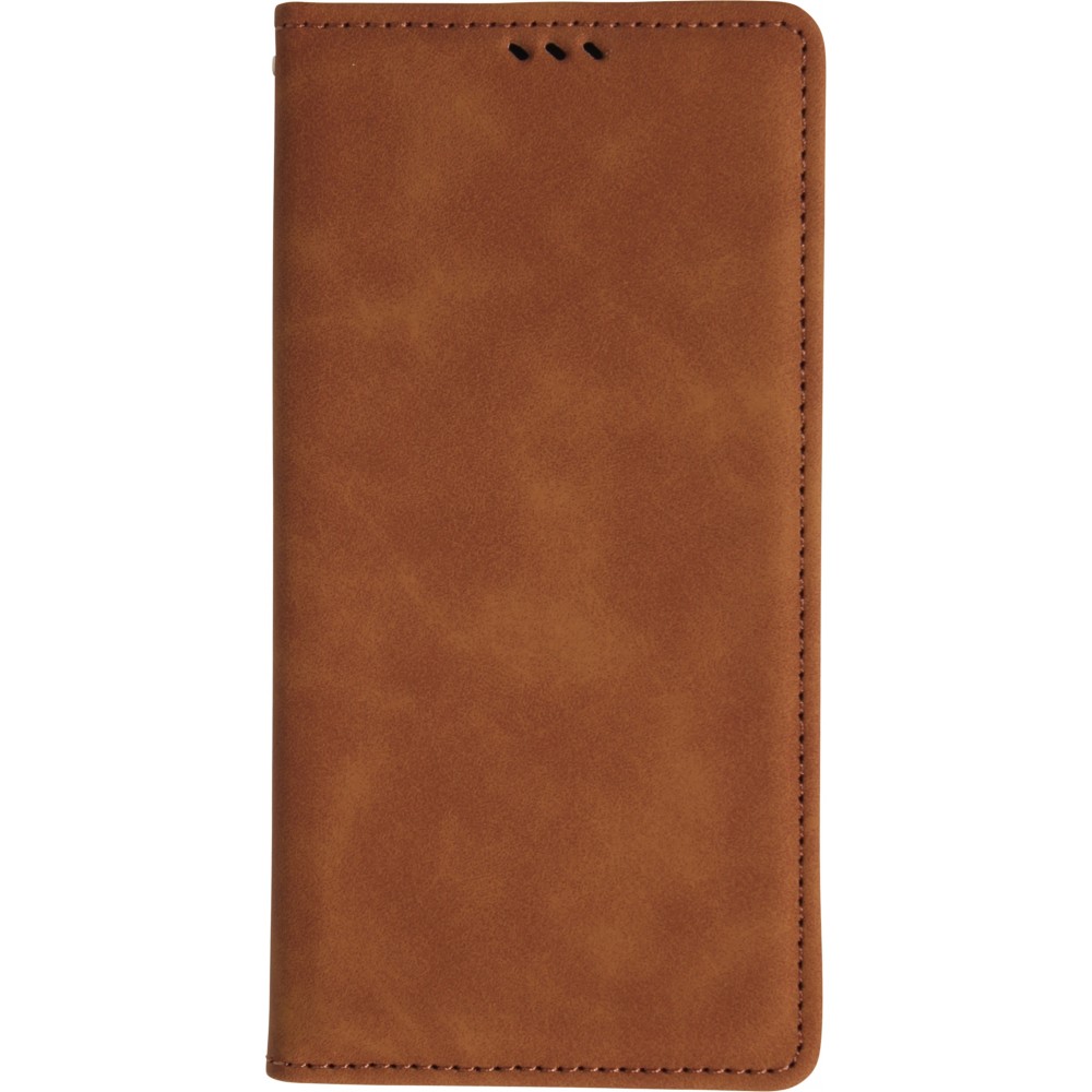 Etui cuir iPhone Air - Flip Wallet vintage avec fermeture aimantée et compartiment cartes - Brun