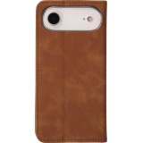 Etui cuir iPhone Air - Flip Wallet vintage avec fermeture aimantée et compartiment cartes - Brun