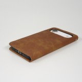 Etui cuir iPhone Air - Flip Wallet vintage avec fermeture aimantée et compartiment cartes - Brun