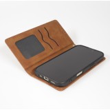 Etui cuir iPhone Air - Flip Wallet vintage avec fermeture aimantée et compartiment cartes - Brun