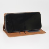 Etui cuir iPhone Air - Flip Wallet vintage avec fermeture aimantée et compartiment cartes - Brun