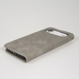 Etui cuir iPhone Air - Flip Wallet vintage avec fermeture aimantée et compartiment cartes - Gris
