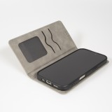 Etui cuir iPhone Air - Flip Wallet vintage avec fermeture aimantée et compartiment cartes - Gris