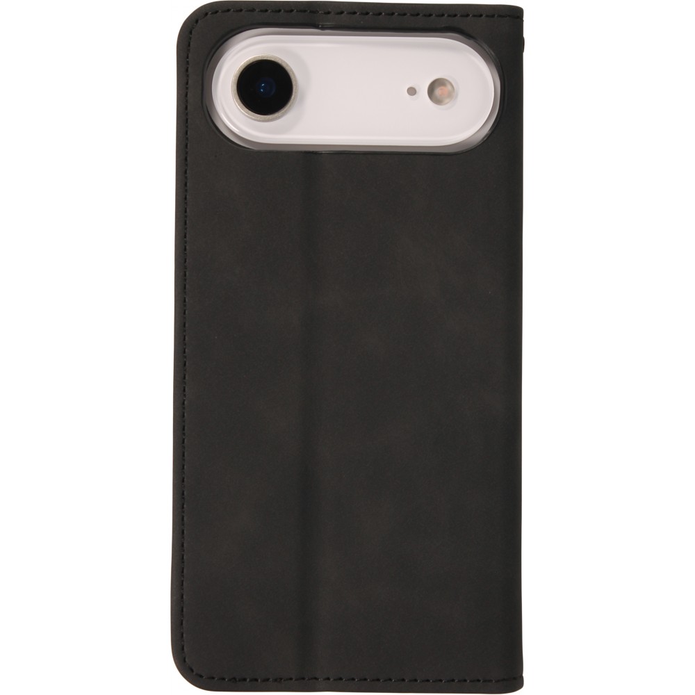 iPhone Air Leder Tasche - Flip Wallet vintage mit Magnetverschluss und Kartenhalter - Schwarz