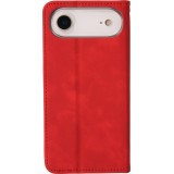 Etui cuir iPhone Air - Flip Wallet vintage avec fermeture aimantée et compartiment cartes - Rouge