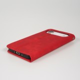 Etui cuir iPhone Air - Flip Wallet vintage avec fermeture aimantée et compartiment cartes - Rouge