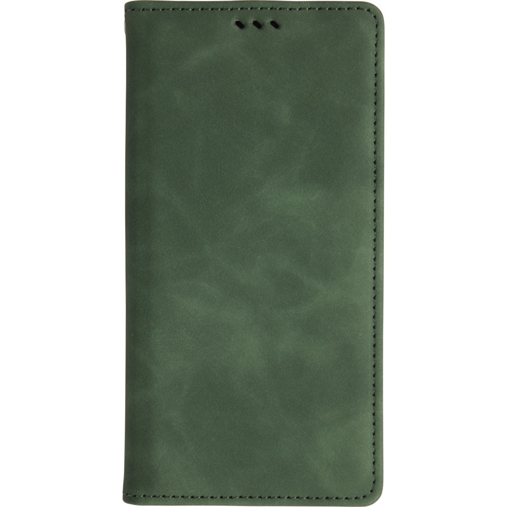 Leder Tasche Case iPhone Air - Flip Wallet vintage mit Magnetverschluss und Kartenhalter - Dunkelgrün