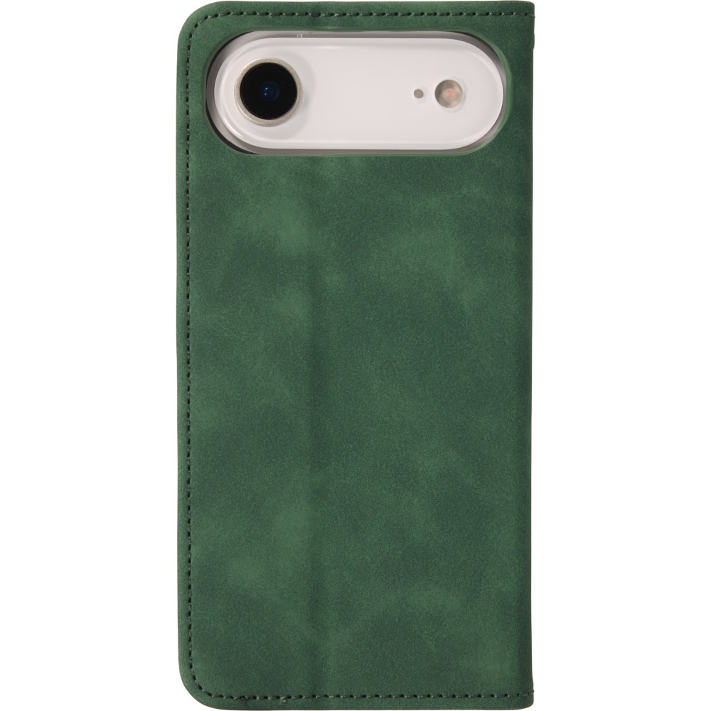 Leder Tasche Case iPhone Air - Flip Wallet vintage mit Magnetverschluss und Kartenhalter - Dunkelgrün