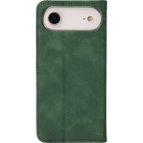 Leder Tasche Case iPhone Air - Flip Wallet vintage mit Magnetverschluss und Kartenhalter - Dunkelgrün