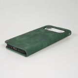 Leder Tasche Case iPhone Air - Flip Wallet vintage mit Magnetverschluss und Kartenhalter - Dunkelgrün