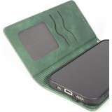 Leder Tasche Case iPhone Air - Flip Wallet vintage mit Magnetverschluss und Kartenhalter - Dunkelgrün