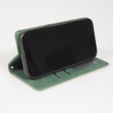 Leder Tasche Case iPhone Air - Flip Wallet vintage mit Magnetverschluss und Kartenhalter - Dunkelgrün