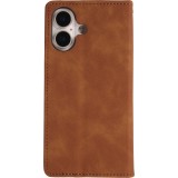 iPhone 17 Leder Tasche - Flip Wallet vintage mit Magnetverschluss und Kartenhalter - Braun