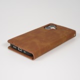 iPhone 17 Leder Tasche - Flip Wallet vintage mit Magnetverschluss und Kartenhalter - Braun
