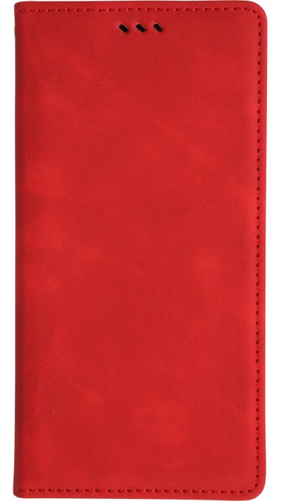 Leder Tasche Case iPhone 17 - Flip Wallet vintage mit Magnetverschluss und Kartenhalter - Rot