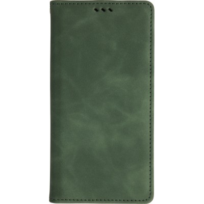 Leder Tasche Case Samsung Galaxy S25 Edge - Flip Wallet vintage mit Magnetverschluss und Kartenhalter - Dunkelgrün