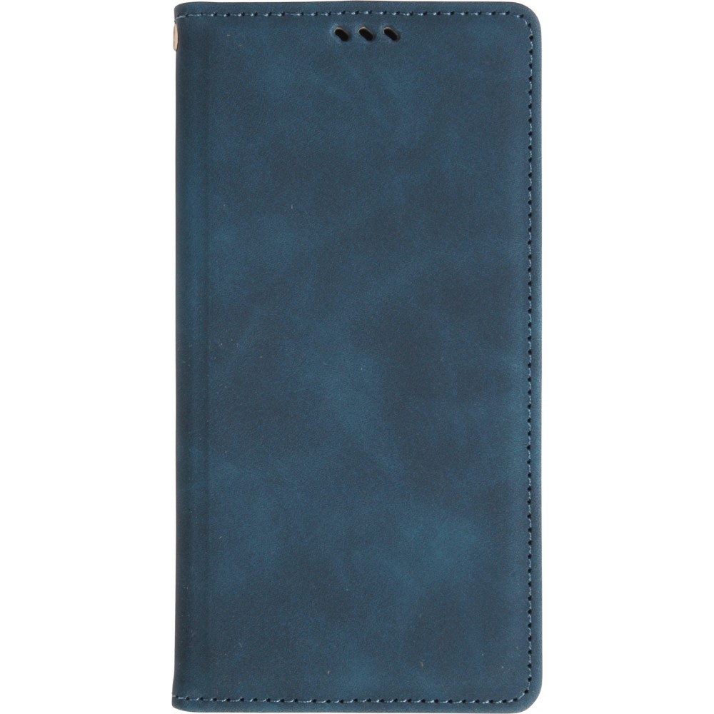 iPhone 17 Pro Max Leder Tasche - Flip Wallet vintage mit Magnetverschluss und Kartenhalter - Blau