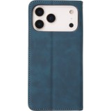 iPhone 17 Pro Max Leder Tasche - Flip Wallet vintage mit Magnetverschluss und Kartenhalter - Blau
