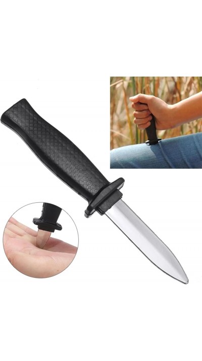 Gefälschtes einziehbares Spielzeugmesser zum Erschrecken  - Schwarz