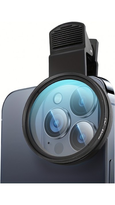 Professioneller Polarisationsfilter für Smartphone (iPhone, Samsung) mit drehbarem Clip, HD-Farbenwiederherstellung - Schwarz