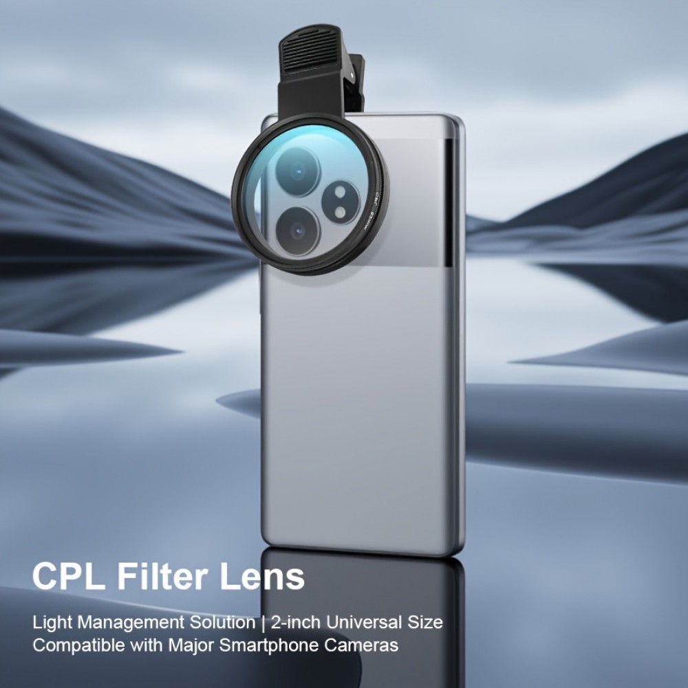 Professioneller Polarisationsfilter f&uuml;r Smartphone (iPhone, Samsung) mit drehbarem Clip, HD-Farbenwiederherstellung - Schwarz