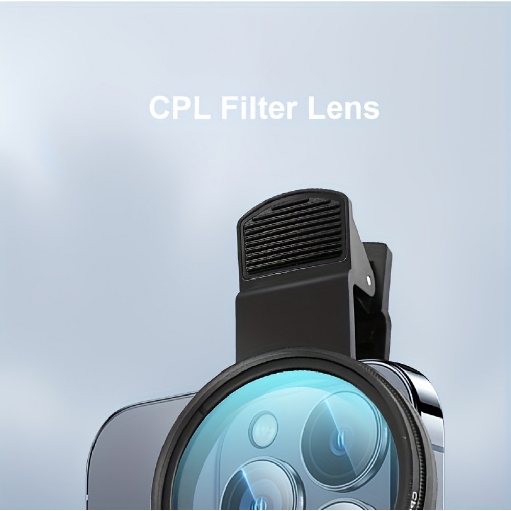 Professioneller Polarisationsfilter f&uuml;r Smartphone (iPhone, Samsung) mit drehbarem Clip, HD-Farbenwiederherstellung - Schwarz