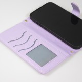 iPhone 16 Case H&uuml;lle - Elegante Flip-Matratze mit Magnetverschluss Trageschlaufe und Kartenf&auml;chern - Hellviolett
