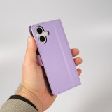iPhone 16 Case H&uuml;lle - Elegante Flip-Matratze mit Magnetverschluss Trageschlaufe und Kartenf&auml;chern - Hellviolett
