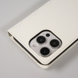 iPhone 16 Pro Max Case H&uuml;lle - Elegante Flip-Matratze mit Magnetverschluss Trageschlaufe und Kartenf&auml;chern - Weiss