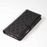 iPhone 16 Pro Max Case H&uuml;lle - Elegante Flip-Matratze mit Magnetverschluss Trageschlaufe und Kartenf&auml;chern - Schwarz