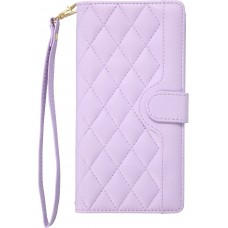 iPhone 16 Pro Max Case H&uuml;lle - Elegante Flip-Matratze mit Magnetverschluss Trageschlaufe und Kartenf&auml;chern - Hellviolett