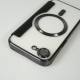 iPhone 16e Case H&uuml;lle - Flip-Elektroplatte mit MagSafe und Lederklappe - Schwarz