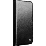 iPhone 16e Case Hülle - Flip Qialino Echtleder mit magnetischem Verschluss - Schwarz