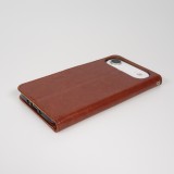 Fourre iPhone Air - Premium Flip cuir lisse porte-cartes - Brun