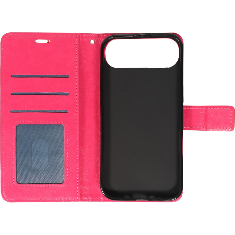 Fourre iPhone Air - Premium Flip cuir lisse porte-cartes - Rose foncé