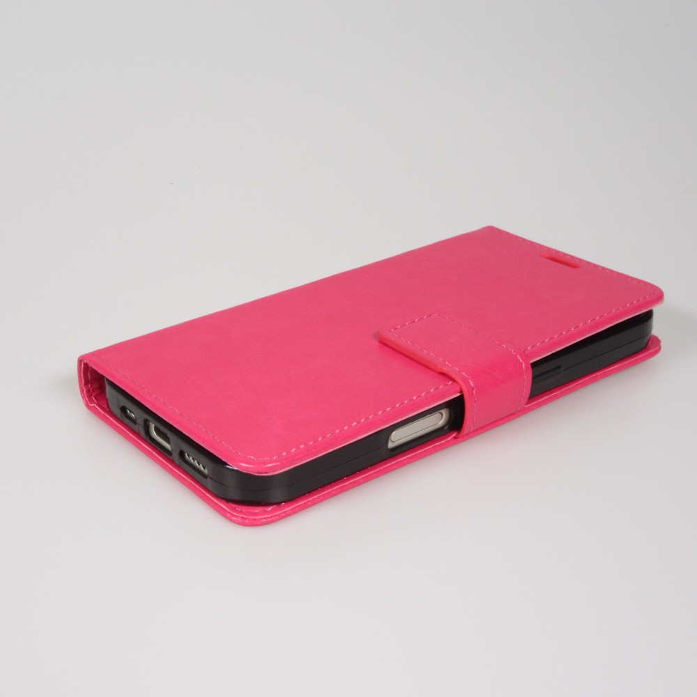 Fourre iPhone Air - Premium Flip cuir lisse porte-cartes - Rose foncé