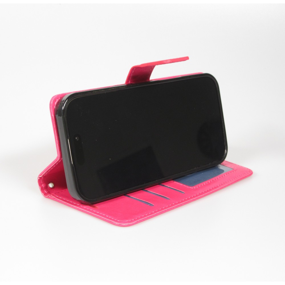 Fourre iPhone Air - Premium Flip cuir lisse porte-cartes - Rose foncé