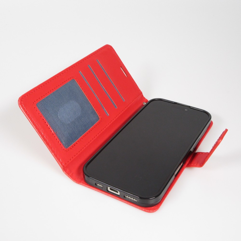 Fourre iPhone Air - Premium Flip cuir lisse porte-cartes - Rouge