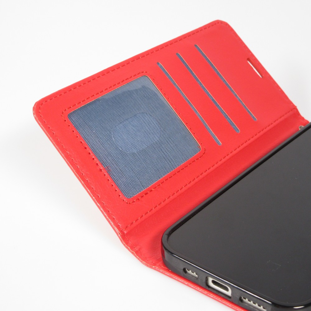 Fourre iPhone Air - Premium Flip cuir lisse porte-cartes - Rouge