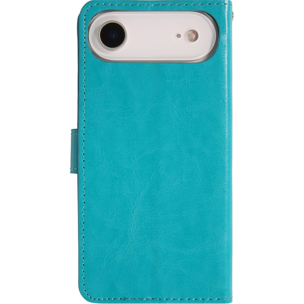 Fourre iPhone Air - Premium Flip cuir lisse porte-cartes - Turquoise