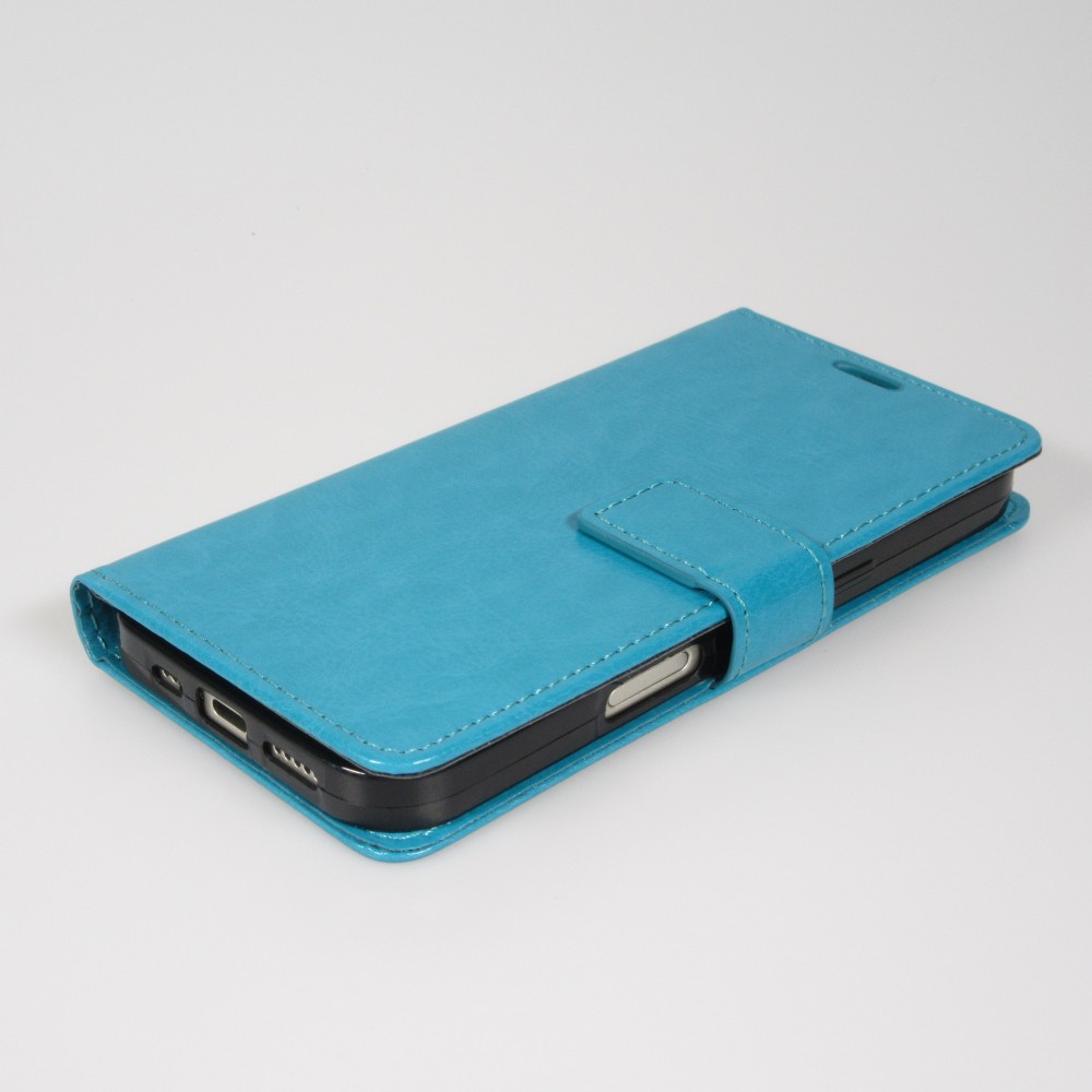 Fourre iPhone Air - Premium Flip cuir lisse porte-cartes - Turquoise