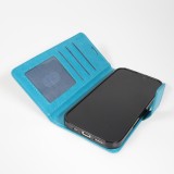 Fourre iPhone Air - Premium Flip cuir lisse porte-cartes - Turquoise