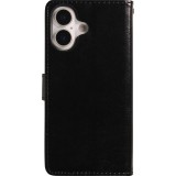 iPhone 17 Case Hülle - Premium Flip Leder Tasche - Schwarz
