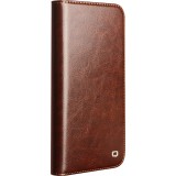 iPhone 17 Pro Case Hülle - Qialino Flip Classic Wallet Echtleder - Braun