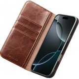 iPhone 17 Pro Case Hülle - Qialino Flip Classic Wallet Echtleder - Braun
