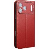 iPhone 17 Pro Case Hülle - Qialino Flip Matt Wallet Echtleder - Rot