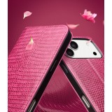 iPhone 17 Pro Max Case Hülle - Qialino Croco Flip Echtleder - Rosa