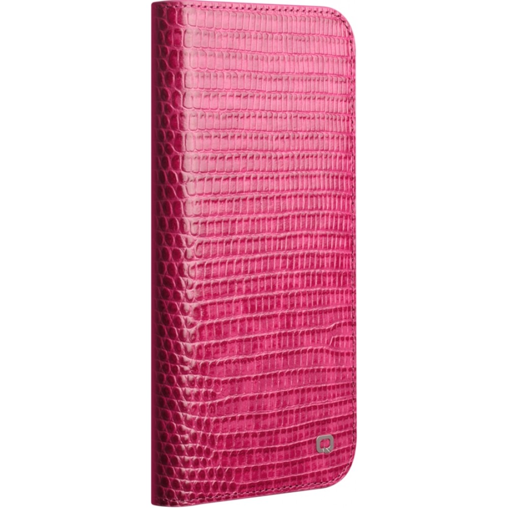 iPhone 17 Pro Max Case Hülle - Qialino Croco Flip Echtleder - Rosa