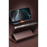 iPhone 17 Pro Max Case Hülle - Qialino Flip Matt Wallet Echtleder - Schwarz